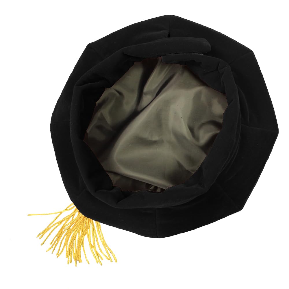 goprety Doctoral Graduation Tam with Bullion Tassel 8 Sided velour