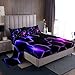 Purple and Black Sheet Set Full Size Kids Honeycomb SheetsÂ withÂ DeepÂ PocketÂ FittedÂ Sheet for Boys Teens Geometry Hexagon Theme BedÂ SheetsÂ Set Brethable Geometric Blue BeddingÂ Set Room Decor