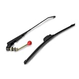 Universal UTV & Golf Cart Wiper Blade with Manual Wiper Arm Kit &vert; Heavy-Duty All-Weather Sintered Metal Design for Polaris&sol;Club Car&sol;Yamaha &vert; Easy Tool-Free Installation