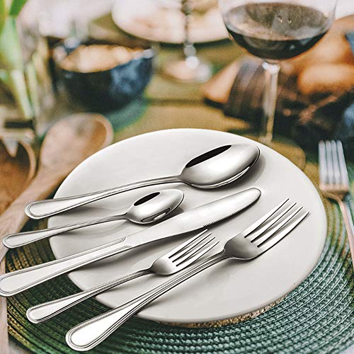 Silverware Set, Elegant Life 40-Piece Stainless Steel Silverware Flatware Cutlery Set Service for 8, Knife Fork Spoon Flatware Set, Modern Design & Smooth Edge