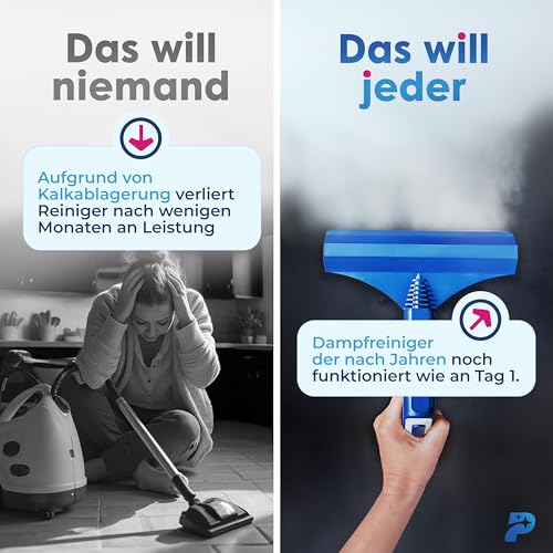 Primavella - Demineralisierer für Dampfreiniger - 1 l - Wasserenthärter-Flüssigkeit zur Vermeidung von Kalkablagerungen/Mineralschäden in Nasssauger, Dampfbügeleisen, Bodenwischgerät