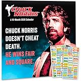 Chuck Norris Calendar 2026 - Deluxe 2026 Chuck Norris Wall Calendar Bundle with Over 100 Reminder Stickers (Funny Gag Gifts, Office Supplies)