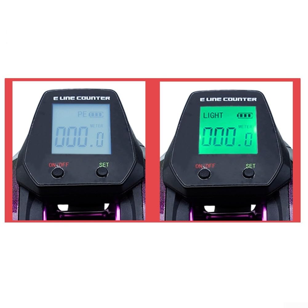 Digitale Angelrolle, 7,2:1 Übersetzungsverhältnis, Baitcast-Rolle mit hintergrundbeleuchtetem Display, Bissanzeiger, max. 8 kg Zugkraft für frisches Salzwasser
