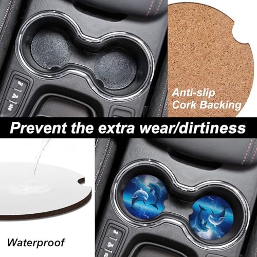 4PCS Portavasos para Auto - Delfines Noche Estrellada Universal miniatura 3