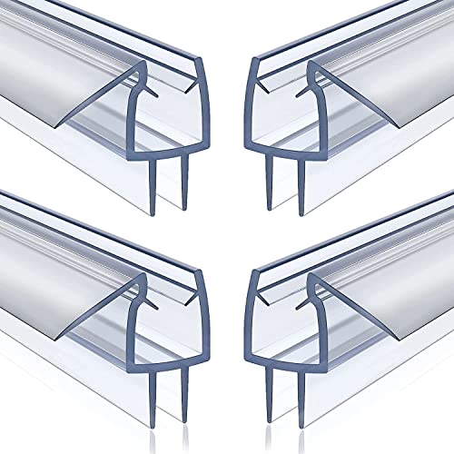 4 Pack Frameless Shower Door Bottom Seal, 1/4 x 39 Clear PVC Shower Seal Strip for 1/4 Inch Glass...
