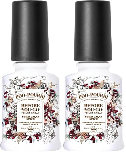 Image of Poo-Pourri Toilet Spray, Spritzmas Spice, Cinnamon + Cranberry + Balsam Fir, 2 Fl Oz (BB10051) (Pack of 2)