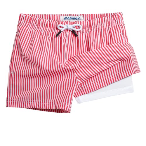 Image of maamgic Boys Swim Trunks with Compression Liner Toddler Stretch Swim Shorts