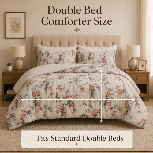 Image of Signature Reversible AC Comforter Set 350 GSM,Soft Microfibre King Size Quilt Blanket for Winter (Sage Leaf Whisper, Double Bed)