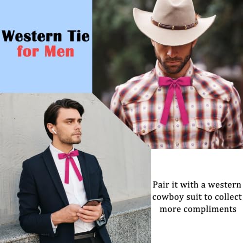 Image of Luckyvestir Western Bow Ties for Men Women, Black /Red Colonel Satin Ribbon String Bow Tie for Costume Uniform