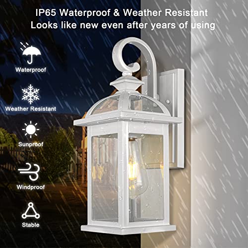 Darkaway Outdoor Lights Fixtures Wall Mount, Outdoor Wall Sconce Lights With Seeded Glass Waterproof Outside Exterior Lights Fixture For House, Front Porch, Patio (2 Pack, White) #TOP1