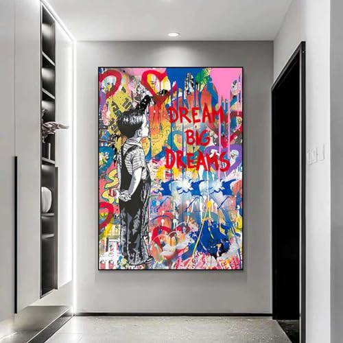 Toile peinture moderne inspirant pop street graffiti art avec cadre intérieur
