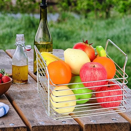 Joy Aid Large Fruit Basket Stainless Steel, 25.4Lx23.6Wx17H cm, Metal Wire Basket for Pantry Organizer Storage, Freezer Vegetable Basket Kitchen Countertop Cabinet For Onion Potato Garlic Spices Bread
