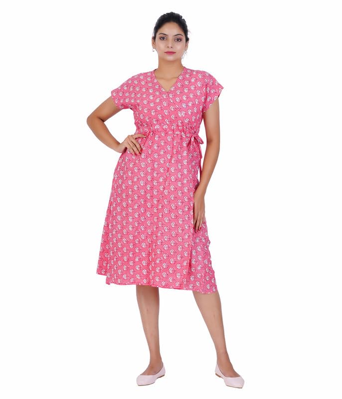Image of MENMAII Wrap Dress [Size - L- 4XL ] - Full Open Multipurpose Night Gown -a Kind of Adaptive Clothing with Pocket for Women