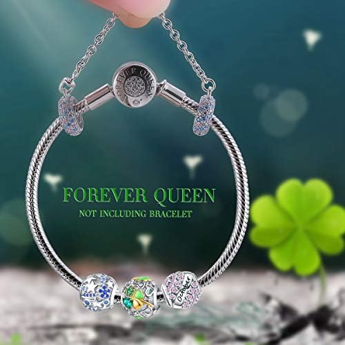 FOREVER QUEEN Lucky Clover Charm fit Charm Bracelets 925 Sterling Silver Charms Bead for Bracelets and Necklace for Women Girls Gift With Jewellery Box
