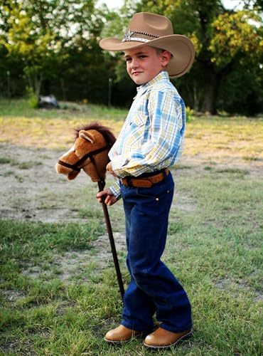 Jastore Kids Cowboy Hat for Boys Girls Western Cowgirl Hat with Star Buckle Belt Unisex Wide Brim Fedora Hat Dress Up Costume3