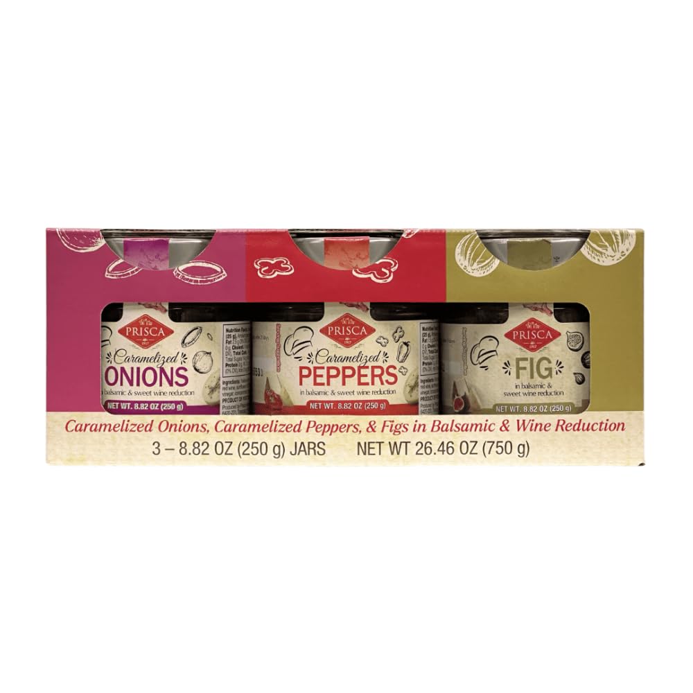 Set de 3 Condimientos Cebolla, Pimientos y Figo caramelizado en reducción de balsámico e vino dulce 250g