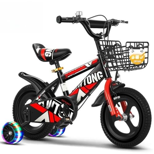 「NexPon」キッズ 自転車 子供 キッズ 子供用 12、14、16、18、20インチ 、2-14歳、補助輪、フェンダー付き、高炭素鋼素材、調節可能なシート、男女兼用、脚踏 滑り止め、ゴム輪 耐磨耗・緩衝 (レッド,16 インチ)