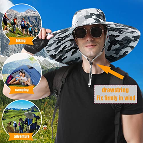 Image of HUAMULAN Wide Brim Sun Hats Men and Women Bucket Safari Fishing Hat for Hiking Garden Lawn Work Camping Outdoor