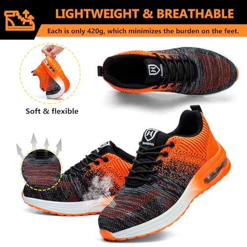 Image of Steel Toe Shoes for Men Women Lightweight Comfortable Work Shoes Indestructible Slip Resistant Safety Shoes for Construction