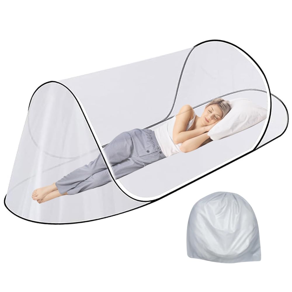Moustiquaire Voyage, 200 X 80 X 56cm Moustiquaire Pop Up avec Fermeture Eclair, Moustiquaire Pliable Ultra Légère, Tente de Camping Portable, pour Lit Simple, Camping, ExtéRieur