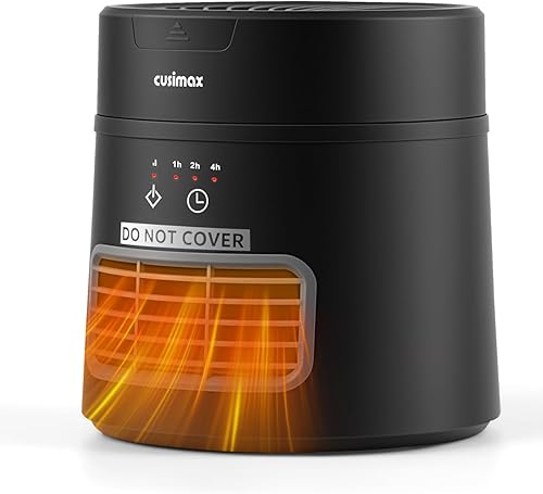 CUSIMAX Calentador de espacio, calentador eléctrico portátil para uso en interiores con termostato, calentador pequeño y ventilador de escritorio,