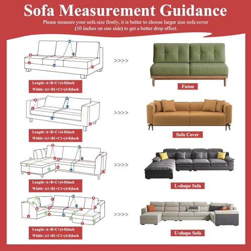 Vclife SF002-GH-XXL Couch Covers Boho Sofa Covers For 3-4 Cushion Couch Sofa Cooling Pet Friendly Cotton Linen Sofa Slipcover thumb #6