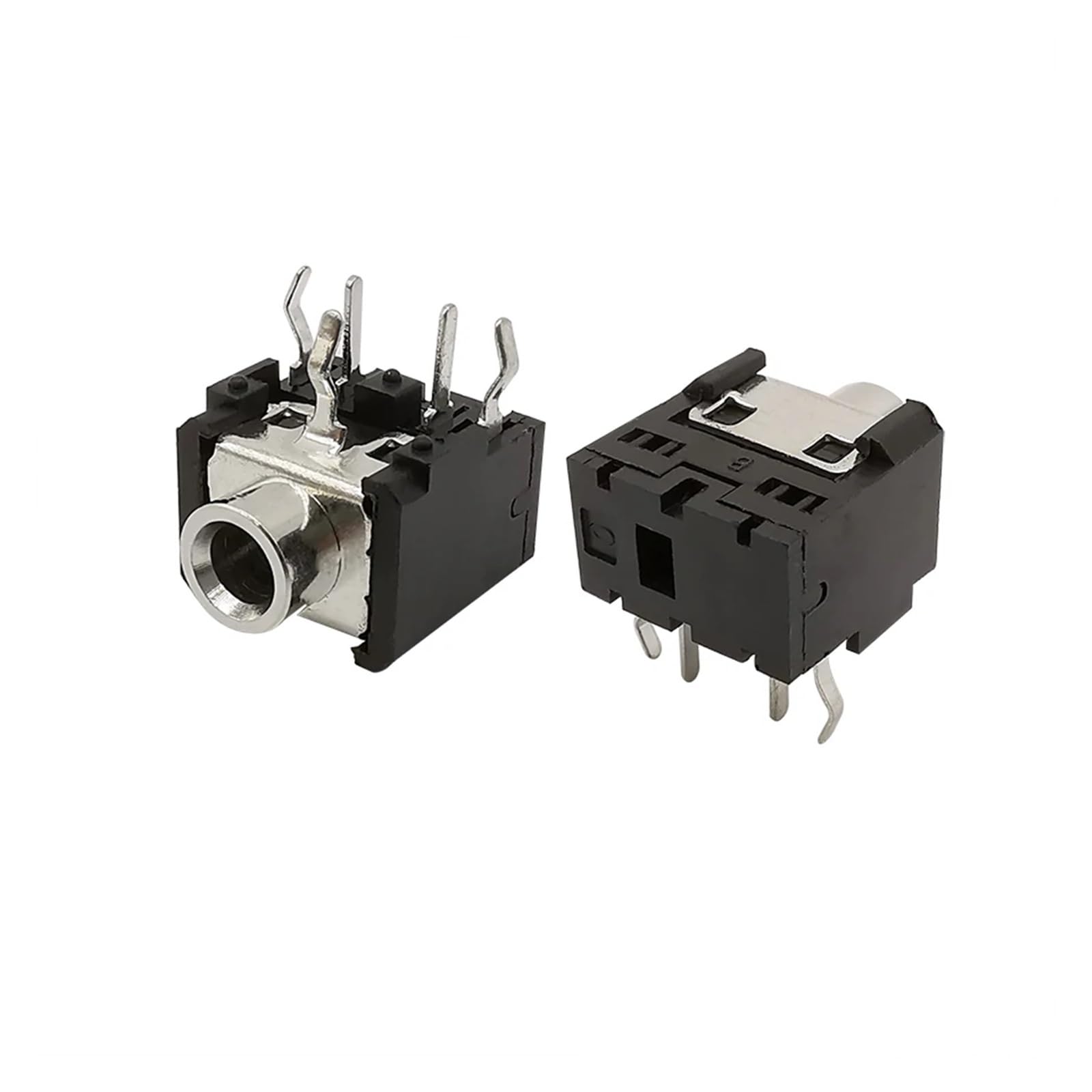Lot de 100 connecteurs femelles stéréo mono 3,5 mm PJ-306, jack casque DIP 5 broches, noir