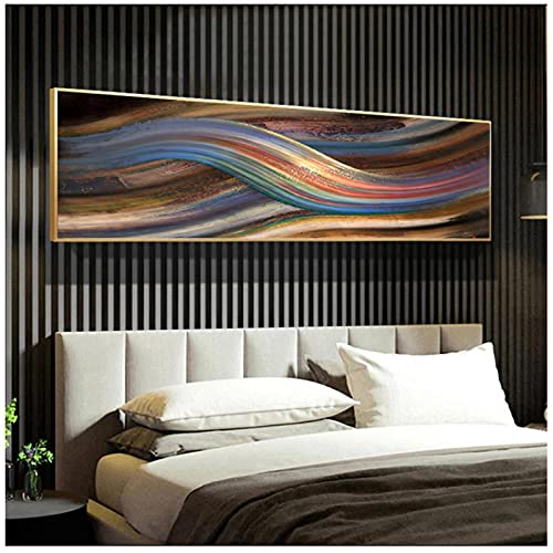 Tableau abstrait arc-en-ciel pour habiller un grand mur vide de salon