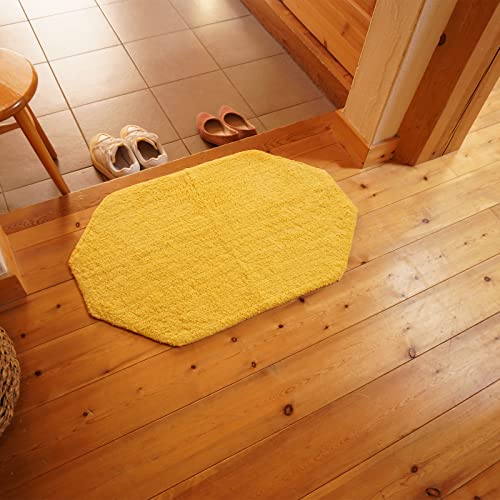 DaiDo 玄関マット 50×80cm 室内 風水 おしゃれ 洗える 天然素材 八角形 イエロー 黄色 [5]