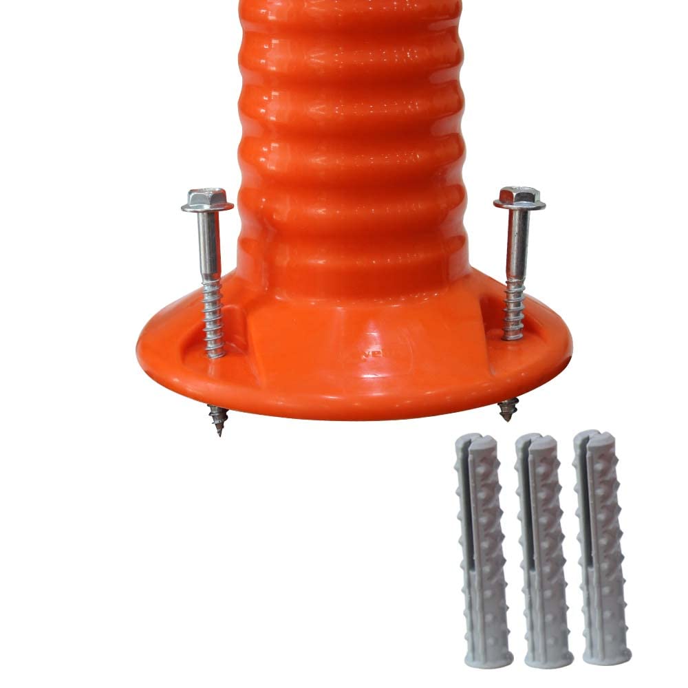 Poteau de signalisation pour la sécurité routière 100 x 8 cm | Guide flexible réfléchissant orange résistant aux chocs avec vis et ancrage à ressort incassable