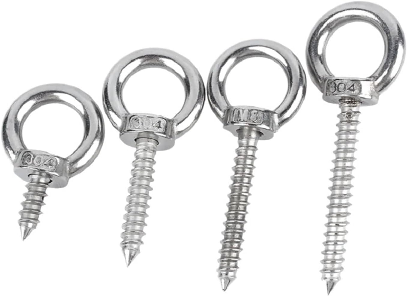 2 cáncamos de Acero Inoxidable for Ganchos Anillo Redondos | Tornillos autorroscantes de acero 304 con tuerca for elevación
