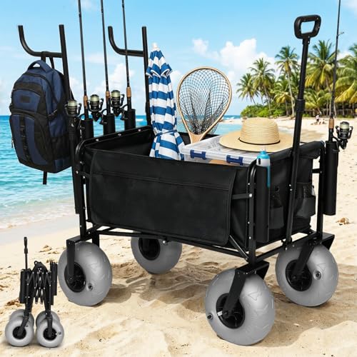 Black 350 lb Beach Fishing Cart
