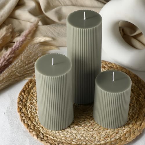 Conelist CONELIST-FRI-240531A Ribbed Pillar Candles Set Of 3 thumb #4