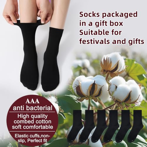 Image of Corlap Women's Thin Above Ankle Socks-6Pairs Cotton Bootie Dress Crew Socks | Soft Cozy Cute Casual Ankle High Calf Socks Non Slip Thin Enough No Pilling.for Dress Flats Sneaker Shoes Size 6-9 /9-11