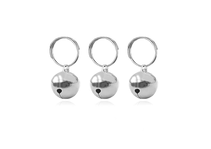Pingente com Sino de Latão para Coleira de Gatos e Cães SKYPIA Silver-3, Pacote com 3