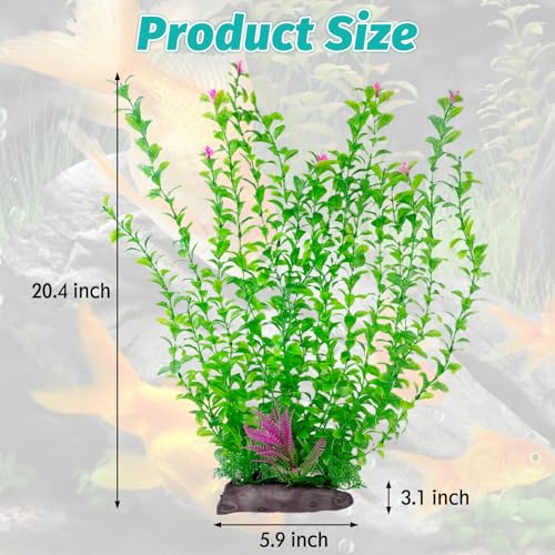 Image of Hamiledyi Aquarium Plastic Plants Aquarium Decor Artificial Fish Tank Plants,Tall Fish Tank Decorations, Extra Large Aquarium Plant 20.4-inch Tall,1PCS