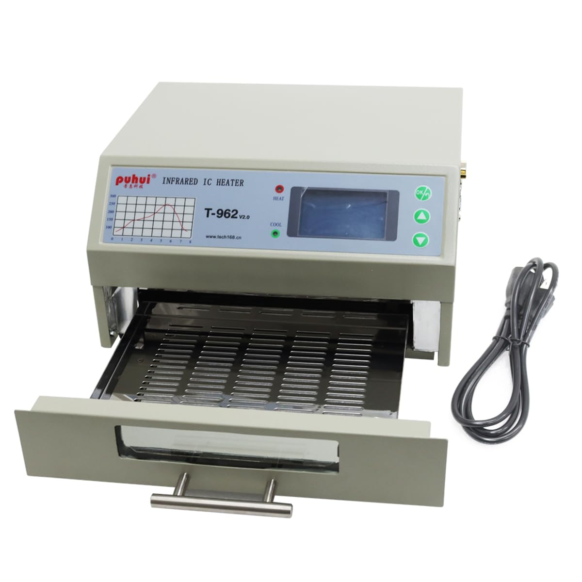 INTBUYING 110V Reflow Oven T962 v2.0 800W Micro-computer Control Reflow Soldering Machine with 7.1x9.3Inch Soldering Area Drawer Type Lead Infrared IC Heater Free Reflow Soldering Machine