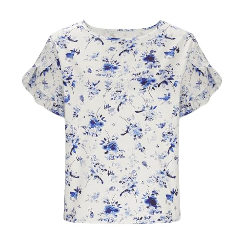 Ruffle Short Sleeve Hoods for Women Fall Winter Crewneck Floral Print Loose Fit Plus Size Hooded Outfits Women 20254