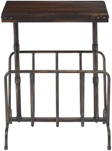Uttermost Sonora - Mesa auxiliar de hierro cepillado de 17 pulgadas de ancho con madera de nogal