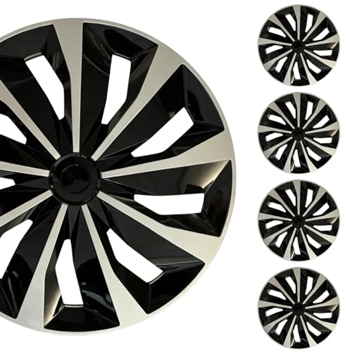 Image of Hubcap Wheel Cover Replacement R17 Hub Caps Universal-Fit Steel Wheel Rim Cover ABS Material Exterior Accessories for Car Truck SUV -Set of 4(17-inch,Silver-Black)