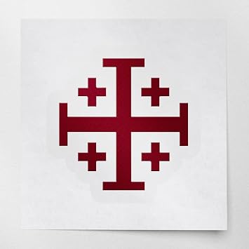 2 Pcs - ANGDEST Club Decal Stickers of Jerusalem Cross Burgundy Premium Waterproof Vinyl Decal Stickers for Laptop Phone Accessory Helmet Car Window Mug Tuber Cup Door Wall Decoration ANDstic021181R