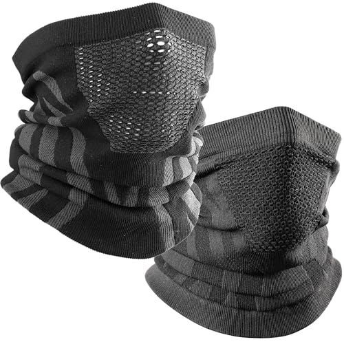 WTACTFUL vinter halsvärmare damask vindtät ansiktsmask balaclava bandana för skidåkning snowboard, Helt svart + svart