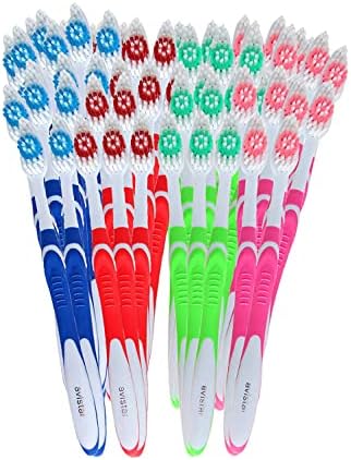 100 Individually Packaged Quality Large Head Medium Bristle Disposable Bulk Toothbrushes - Multi Color Pack - Convenient & Affordable - for Travel, Hotels, Airbnb, Relief Missions, Donations & More