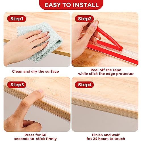 Image of Edge Protector for Baby Proofing, Baby Corner Protector Guards Clear Silicone Soft Corner Protectors with Pre-Taped Adhesive 6.6FT