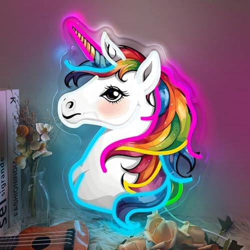 Unicorn Neon Sign, Beautiful Dimmable LED Light Up Pretty Unicorn...