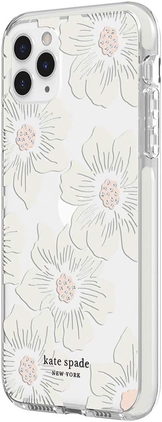 Amazon Com Kate Spade New York Defensive Hardshell Case 1 Pc Comold For Iphone 11 Pro Max Hollyhock Floral Clear Cream With Stones Cream Bumper