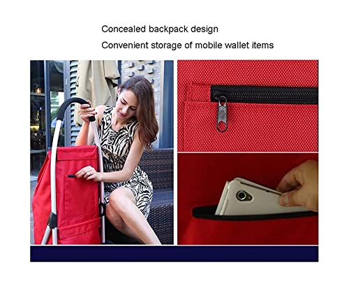 QUANLI Klappbarer Einkaufstrolley, große Kapazität, zusammenklappbarer Einkaufswagen mit Aluminium-Legierung Rahmen und… – Bild 5