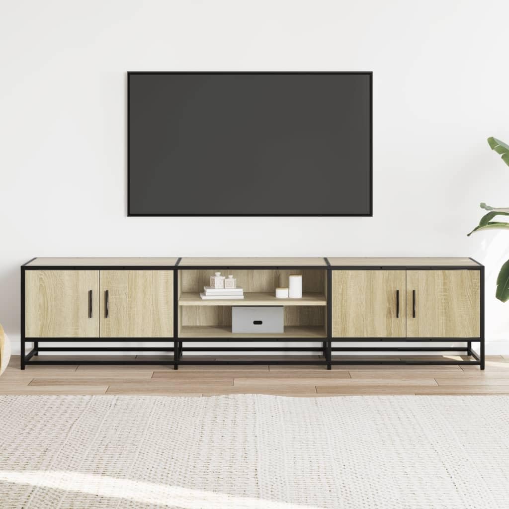 Mobile basso per TV in rovere Sonoma, 180 x 35 x 41 cm, in metallo