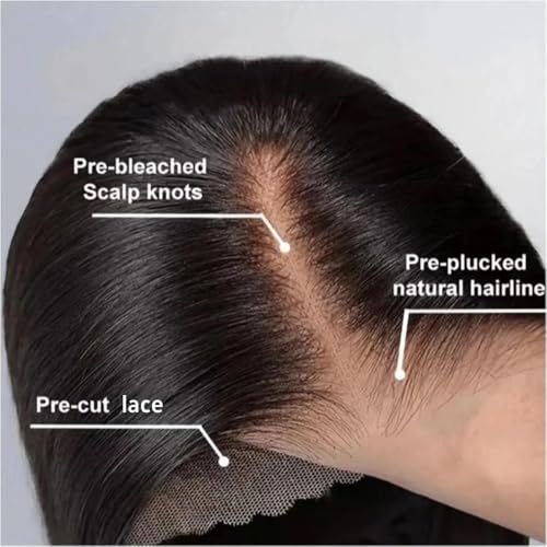Peluca frontal de encaje liso sin pegamento: cabello humano natural prearrancado de 18 pulgadas 4