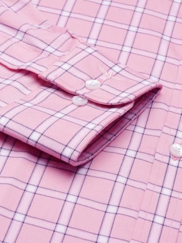 Image of Park Avenue Men's Pure Cotton Checks Pattern Slim Fit Semi Cutaway Collar Full Sleeve Formal Shirt
